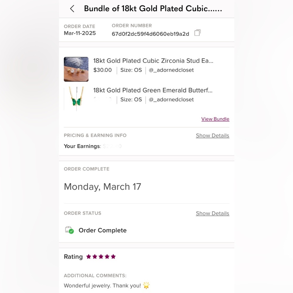 18kt Gold Plated Green Emerald Butterfly Pendant Necklace - Picture 8 of 8